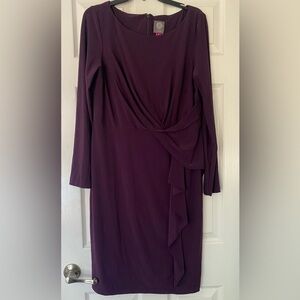 Vince Camuto Long Sleeve Purple MIDI Dress Size 14